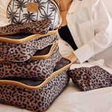 Travel Luggage Organizer Pods 6 piece set | Cheetah Coffee - Thandana UK
