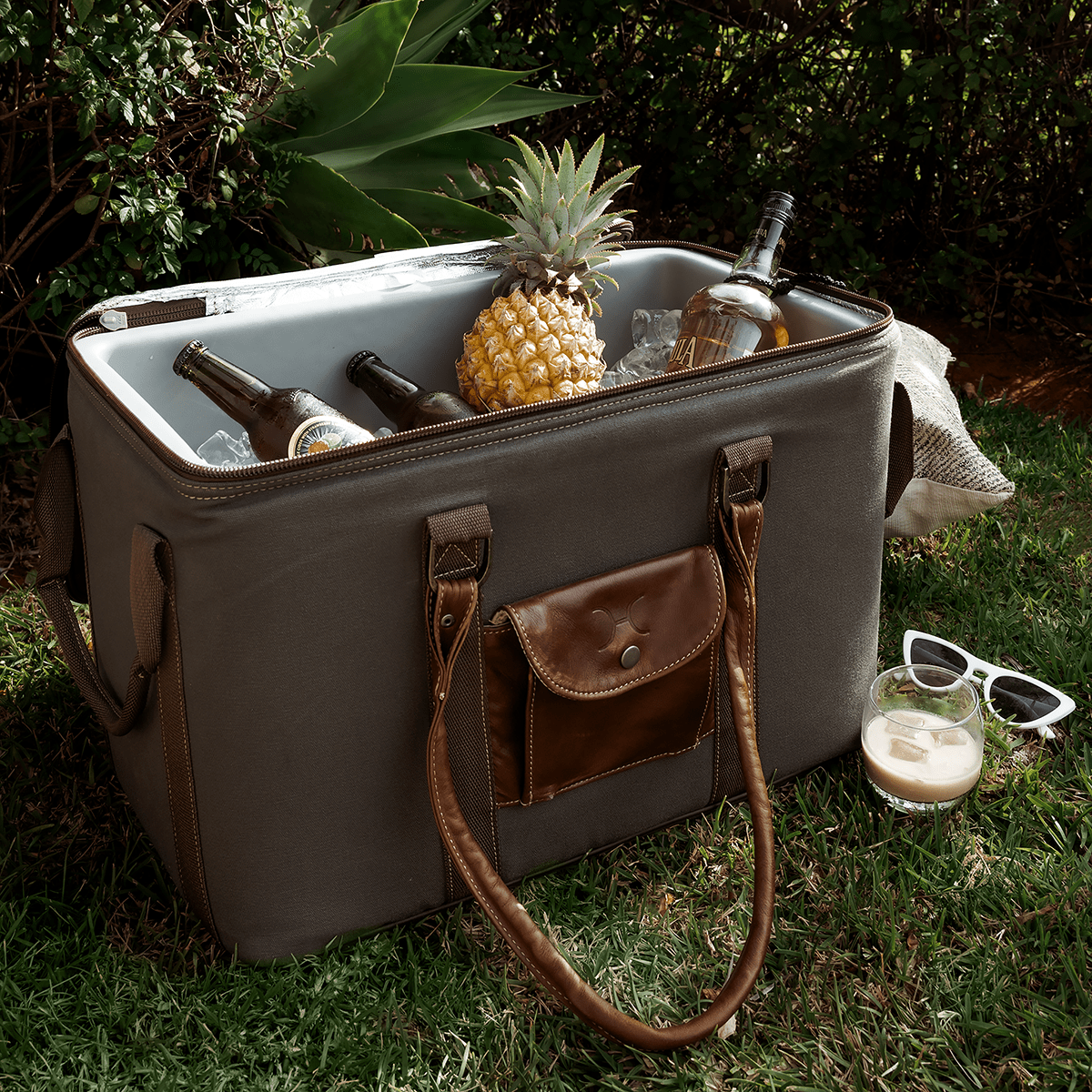 45L Bigboy Box Cooler Wax Canvas & Leather Hard Plastic Inner RTS - Thandana UK