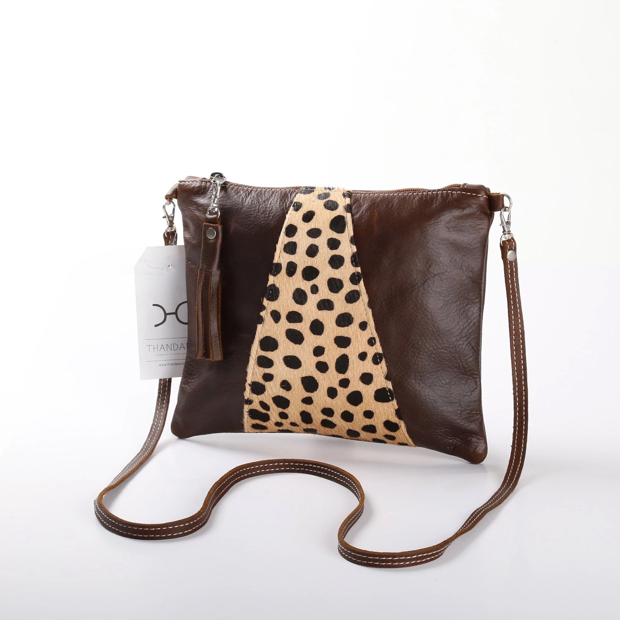 Crossover with Faux print Fur Leather Handbag - Thandana UK