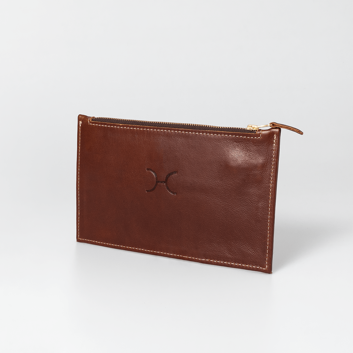 Double Zip Pouch Purse Leather - Thandana UK
