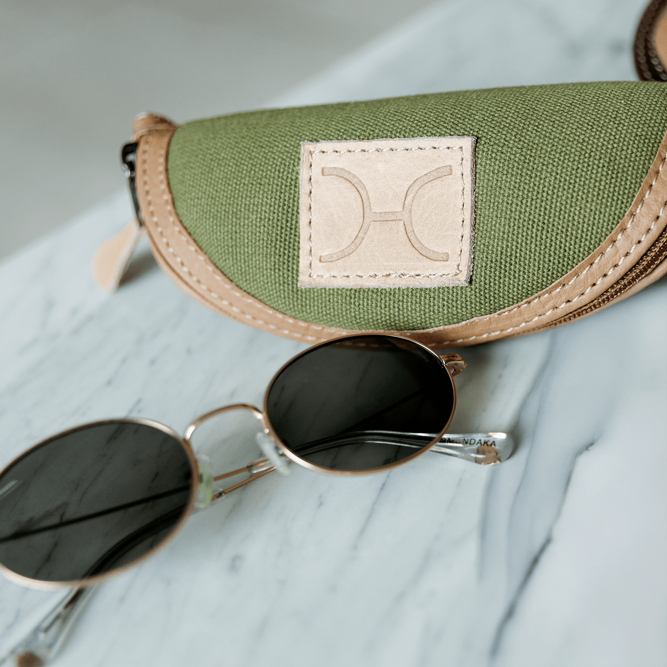 Glasses Case Wax Canvas & Leather - Thandana UK