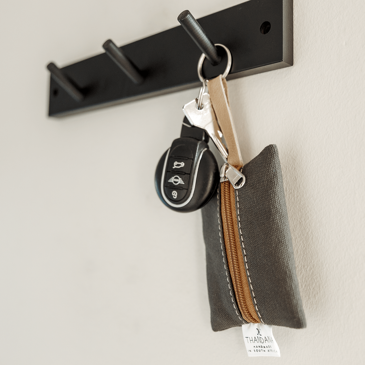 Key Ring Wax Canvas & Leather - Thandana UK
