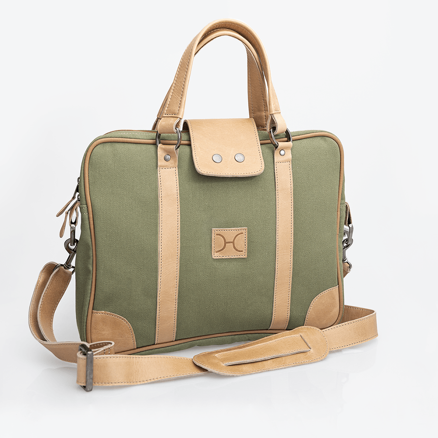 Laptop 15' Bag Wax Canvas & Leather - Thandana UK