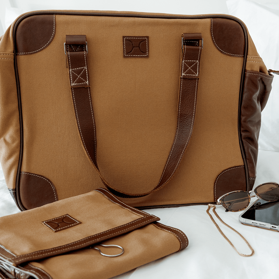 Large Weekender Luggage Wax Canvas & Leather - Thandana UK