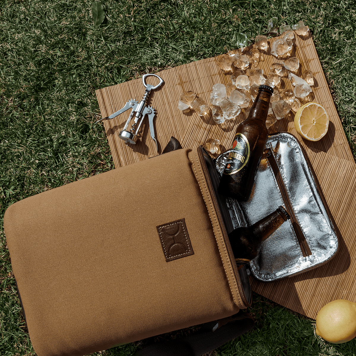 Long Tom Wine Cooler Canvas & Leather Hard Plastic Inner - Thandana UK