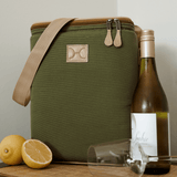 Long Tom Wine Cooler Canvas & Leather Hard Plastic Inner - Thandana UK