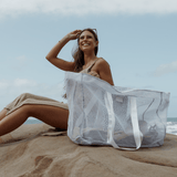 Meshie Jumbo Beach Bag WHITE - Thandana UK
