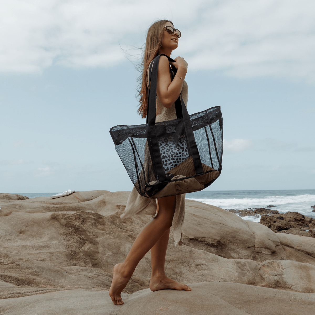 Meshie Large Beach Bag Black RTS - Thandana UK