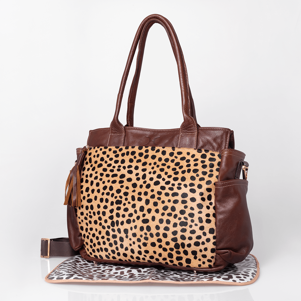 Noa Nappy Bag with Faux printed Fur Leather - Thandana UK