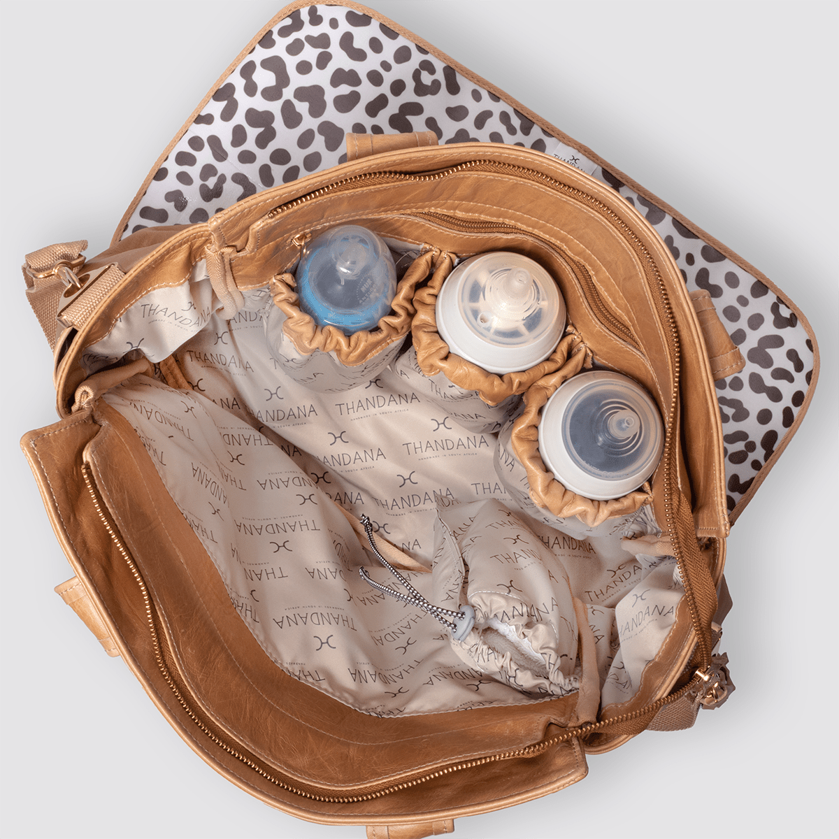 Noa Nappy Bag with Faux printed Fur Leather - Thandana UK