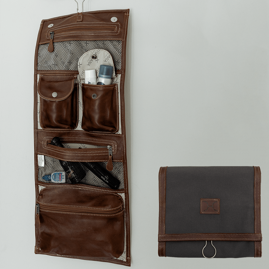 Roll Up Toiletry Wax Canvas & Leather - Thandana UK