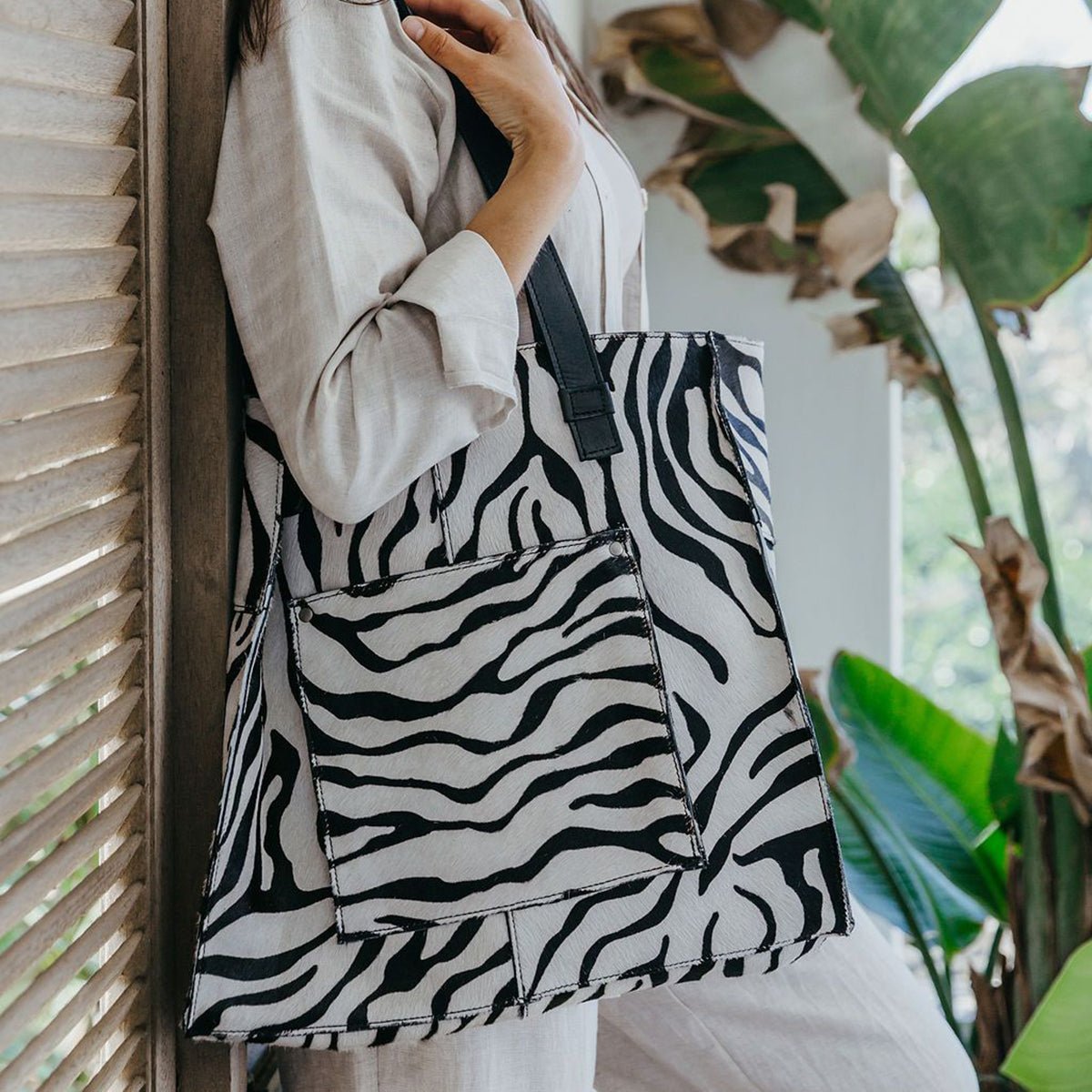 Tote Handbag with Faux printed Fur Leather - Thandana UK