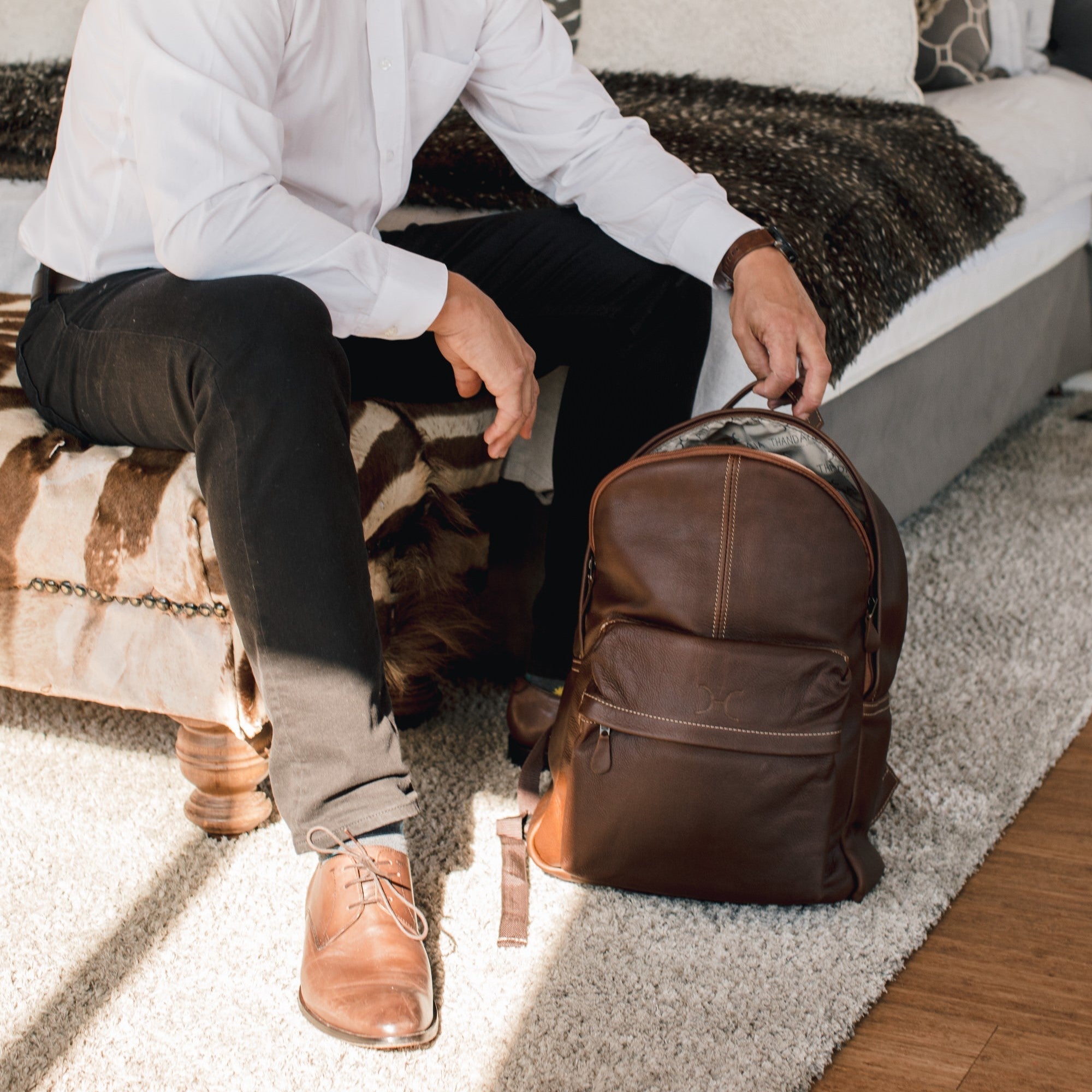 Travel Leather Backpack - Thandana UK