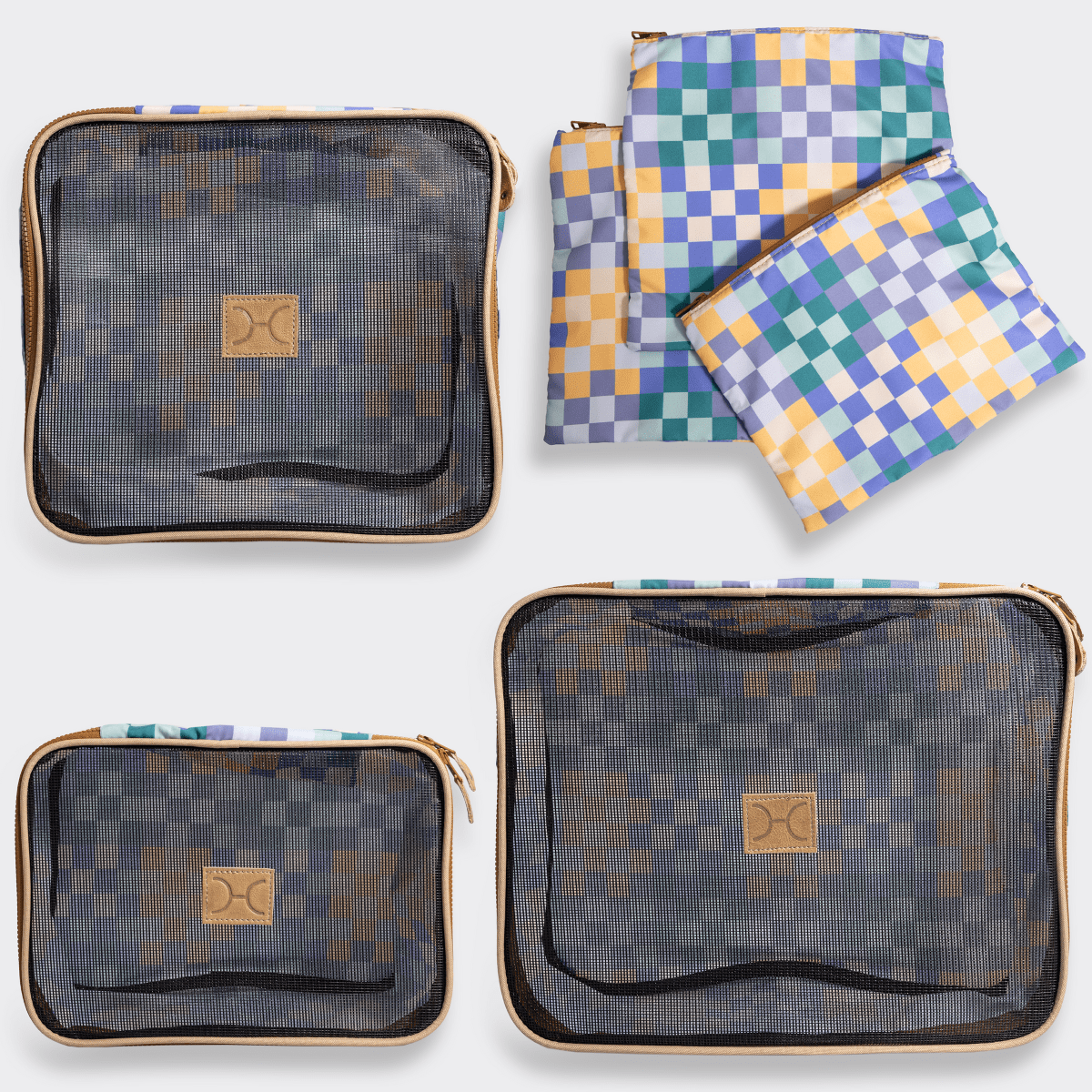 Travel Luggage Organizer Pods 6 piece set | Checker Jet - Thandana UK