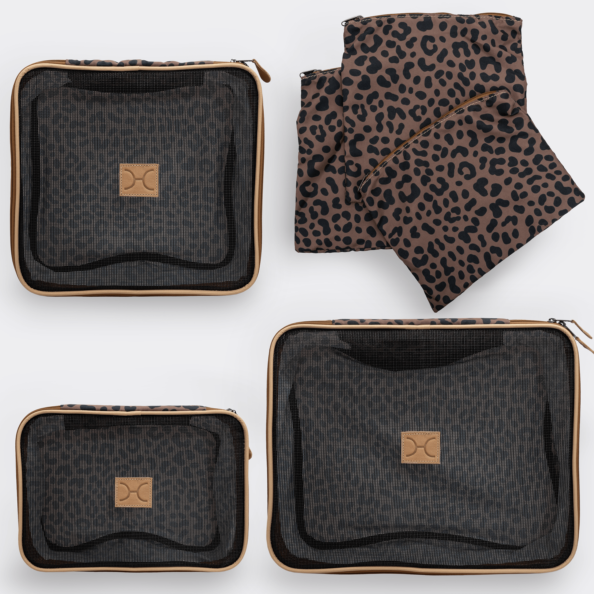 Travel Luggage Organizer Pods 6 piece set | Cheetah Coffee - Thandana UK