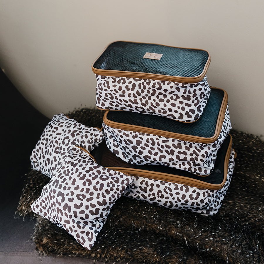 Travel Luggage Organizer Pods 6 piece set | Cheetah White - Thandana UK