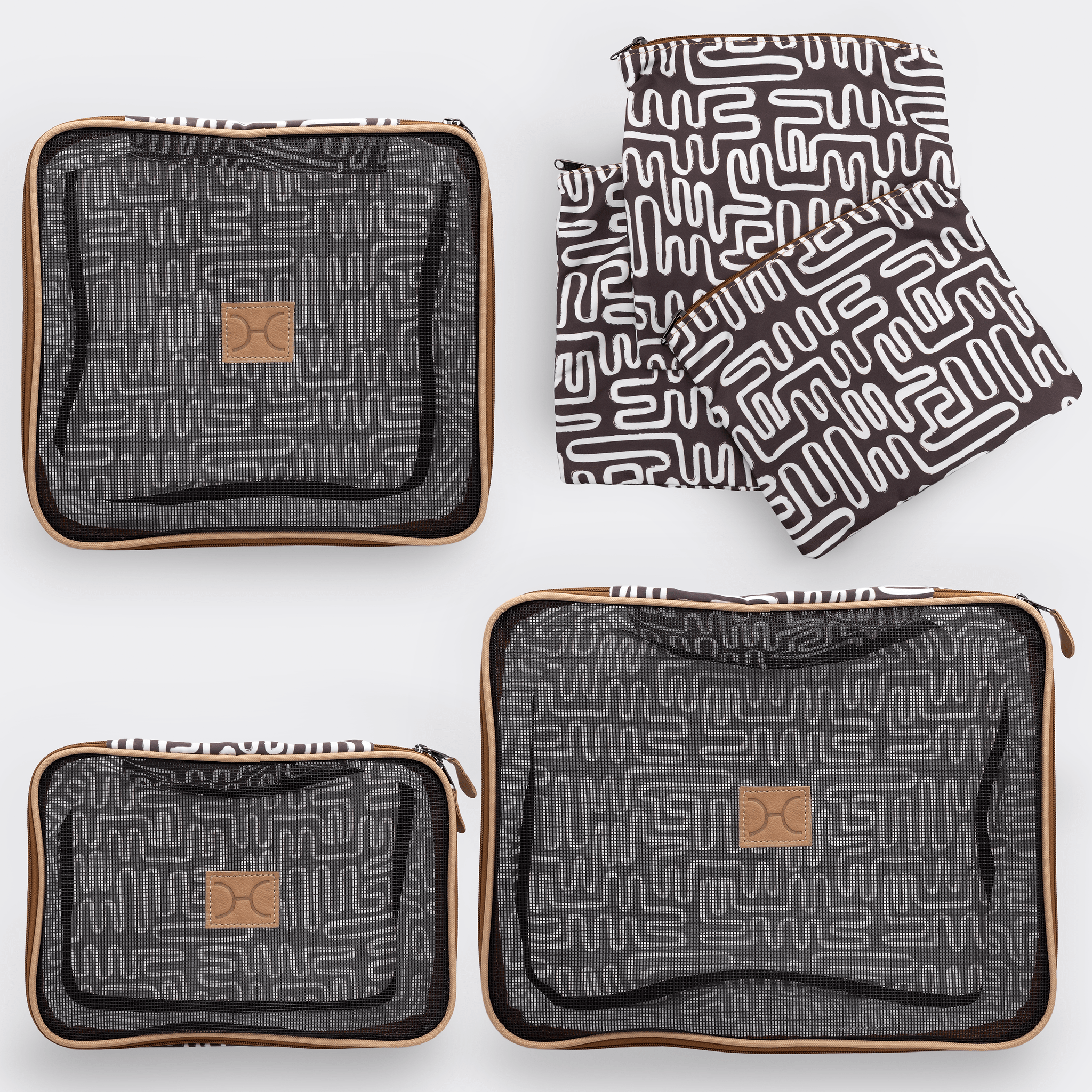 Travel Luggage Organizer Pods 6 piece set | Geo Black - Thandana UK