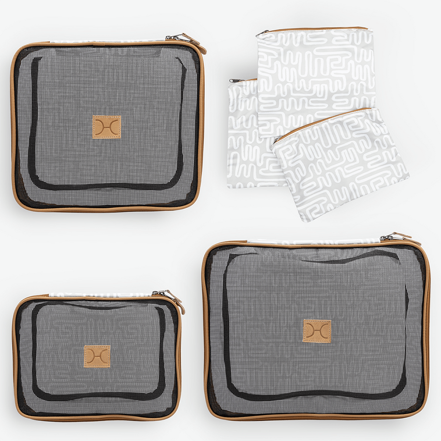 Travel Luggage Organizer Pods 6 piece set | Geo Moonstruck - Thandana UK